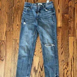 Zara Women's Slim Blue Distressed Jeans